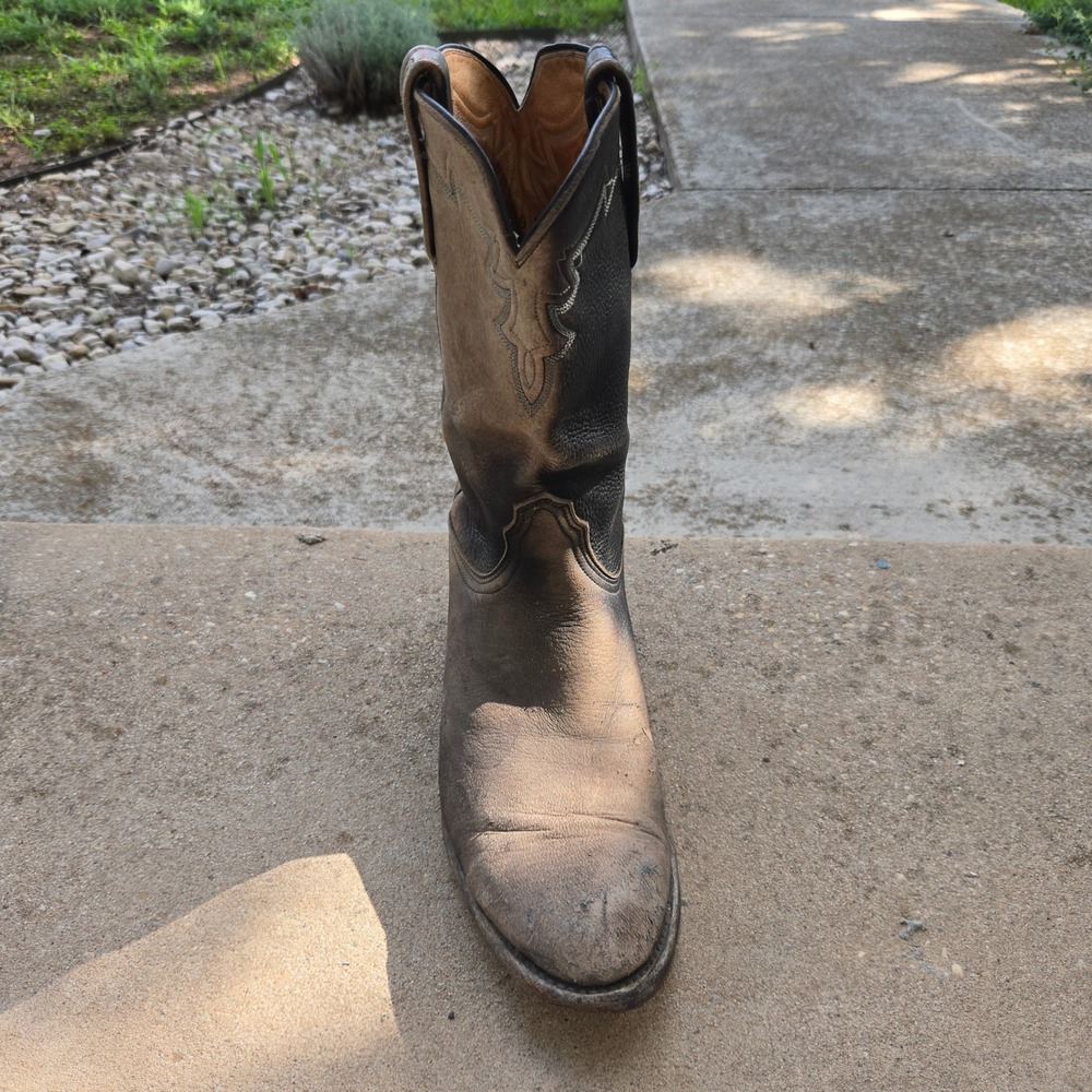 SINGLE Lucchese 2000 RIGHT BOOT ONLY 9 B Men Black Distressed Cowboy Replacement - Picture 12 of 14
